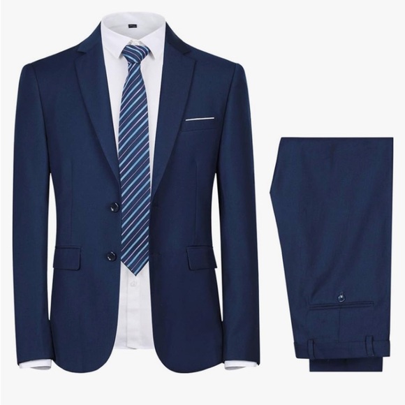 Men’s new without tags to piece size medium navy blue suit. Two button jacket. - Picture 2 of 7